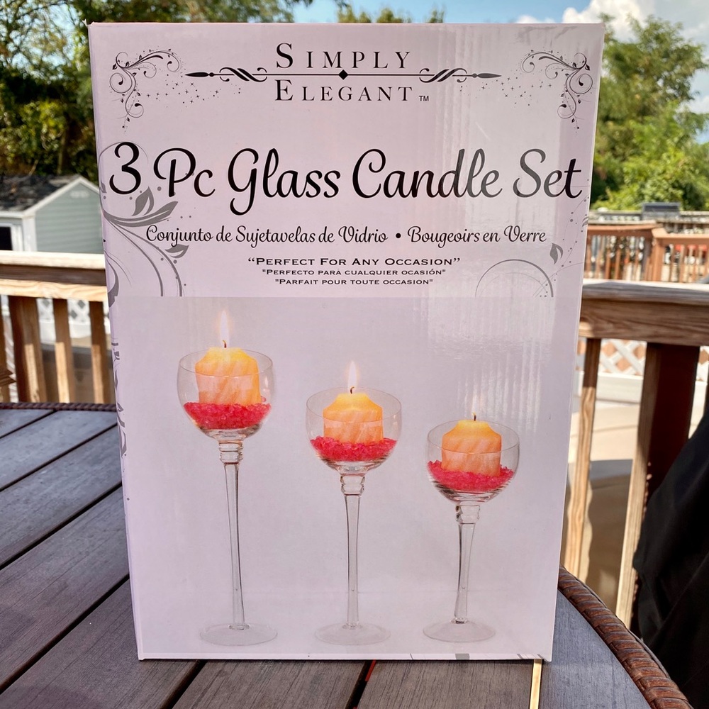 Set of 3 Long Stem Candle Holders